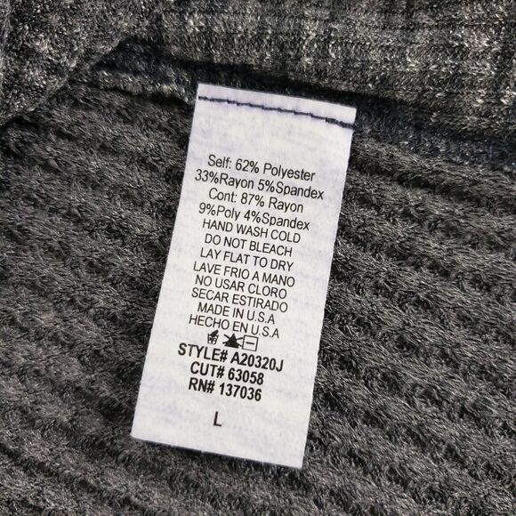 NEW!! Paper Crane SIZE L Gray Cold Shoulder Boho Long Sleeve Blouse Top Waffle - Picture 8 of 12